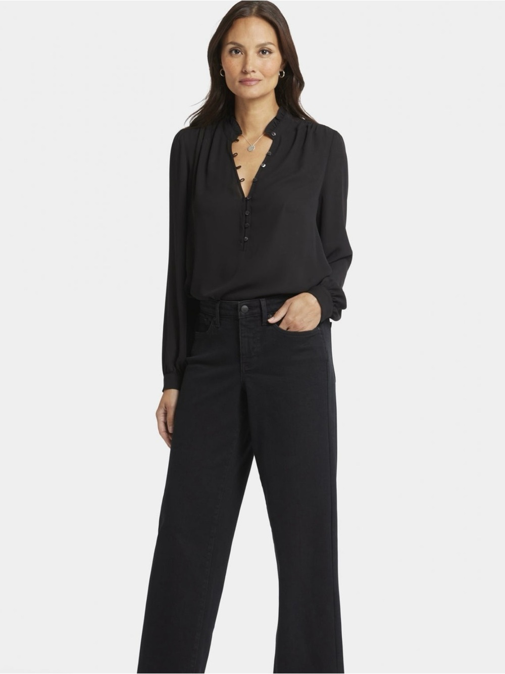 NYDJ Jemma Black Barrel Leg High-Rise Jeans